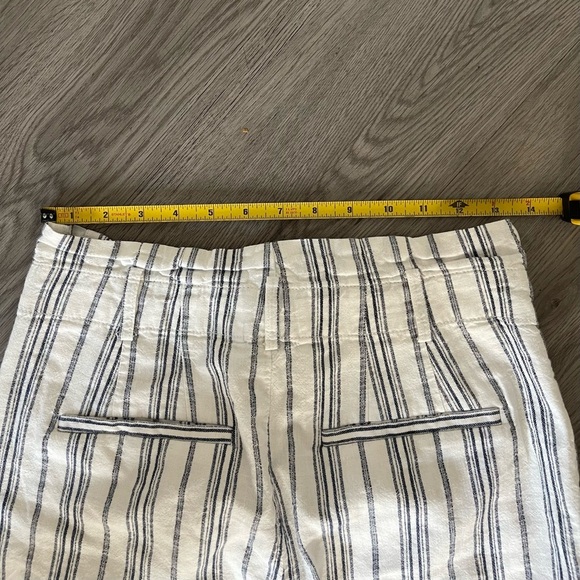 Madewell Size 4 Linen-Cotton Paperbag Pants Dark Baltic Stripe - Picture 6 of 7
